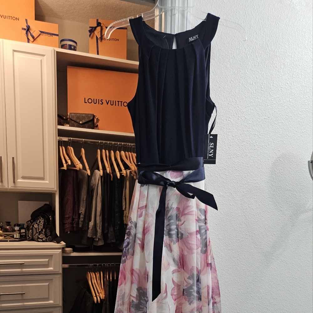 Floor length belted dress